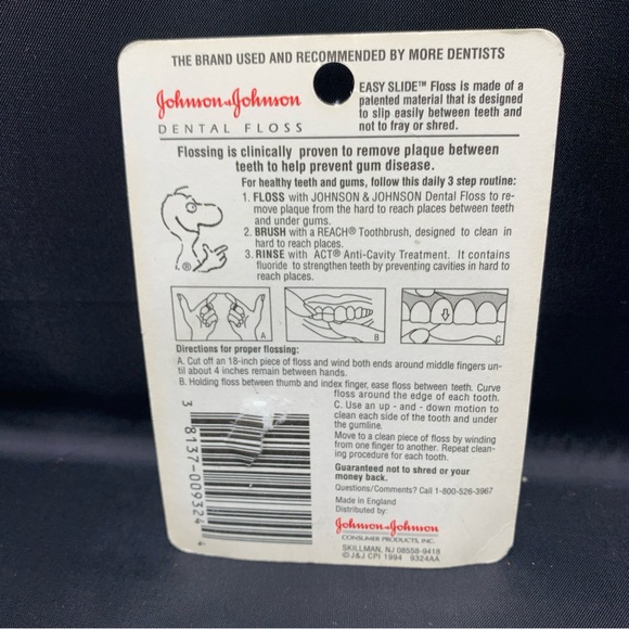 VINTAGE 1994 JOHNSON & JOHNSON Easy Slide Waxed Dental Floss Sealed No Shred NEW - Picture 2 of 3
